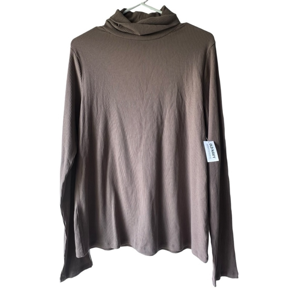 Women's brown long sleeve sweater brown turtleneck top lightweight size XL.